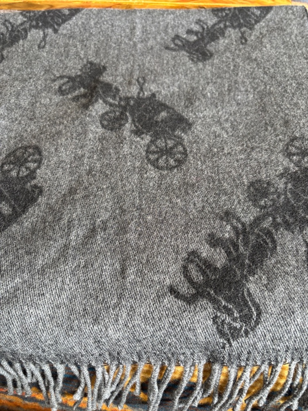 Coach Gray Scarf with Subtle Carriage Motif - Picture 2 of 5